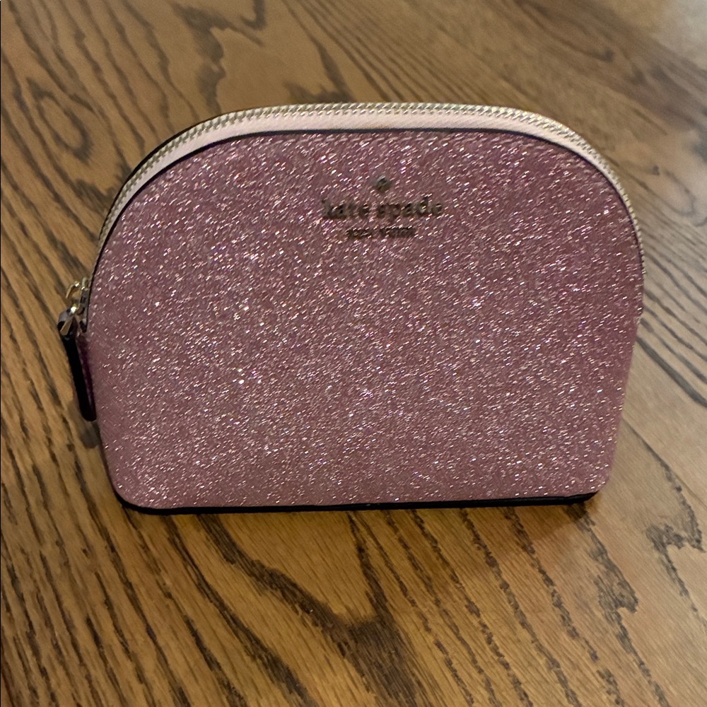 Kate Spade Pink Glitter Cosmetic Case